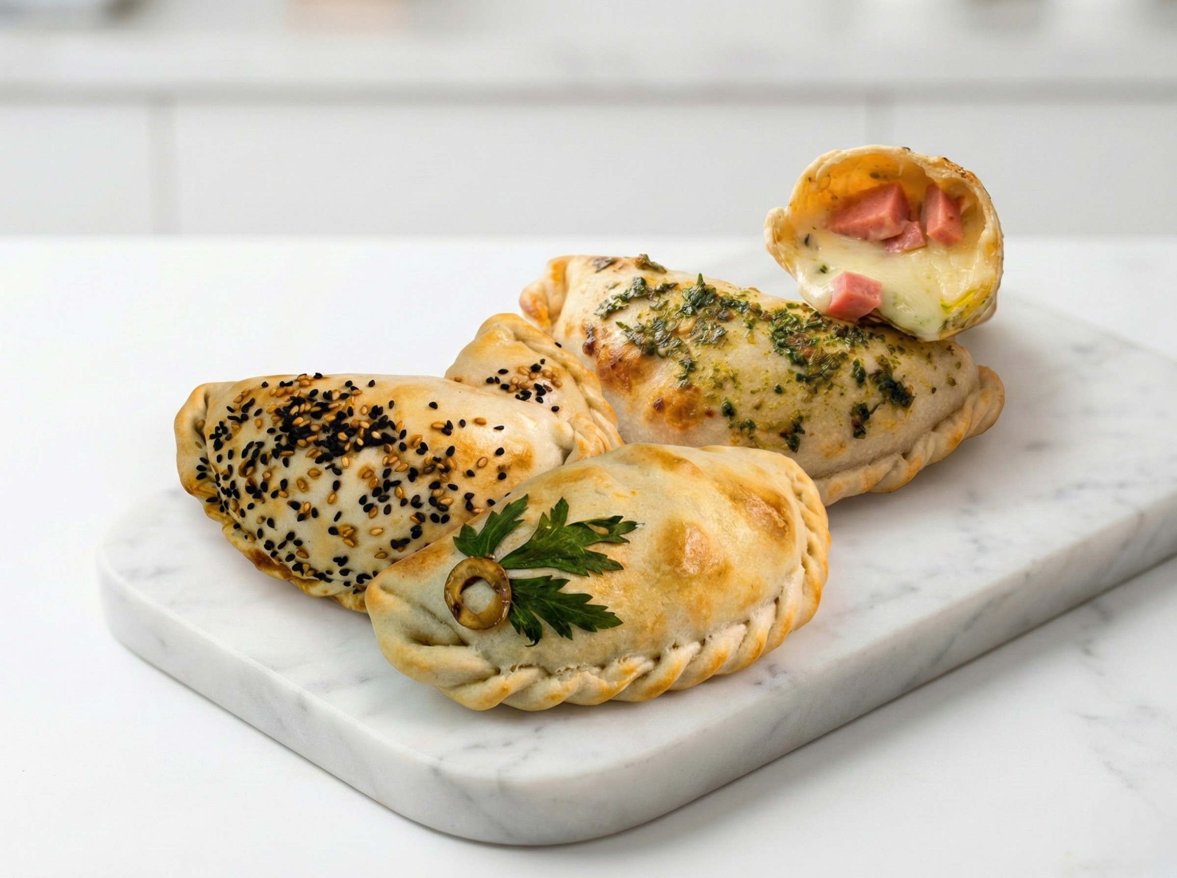 Empanadas de pino con pebre y vino